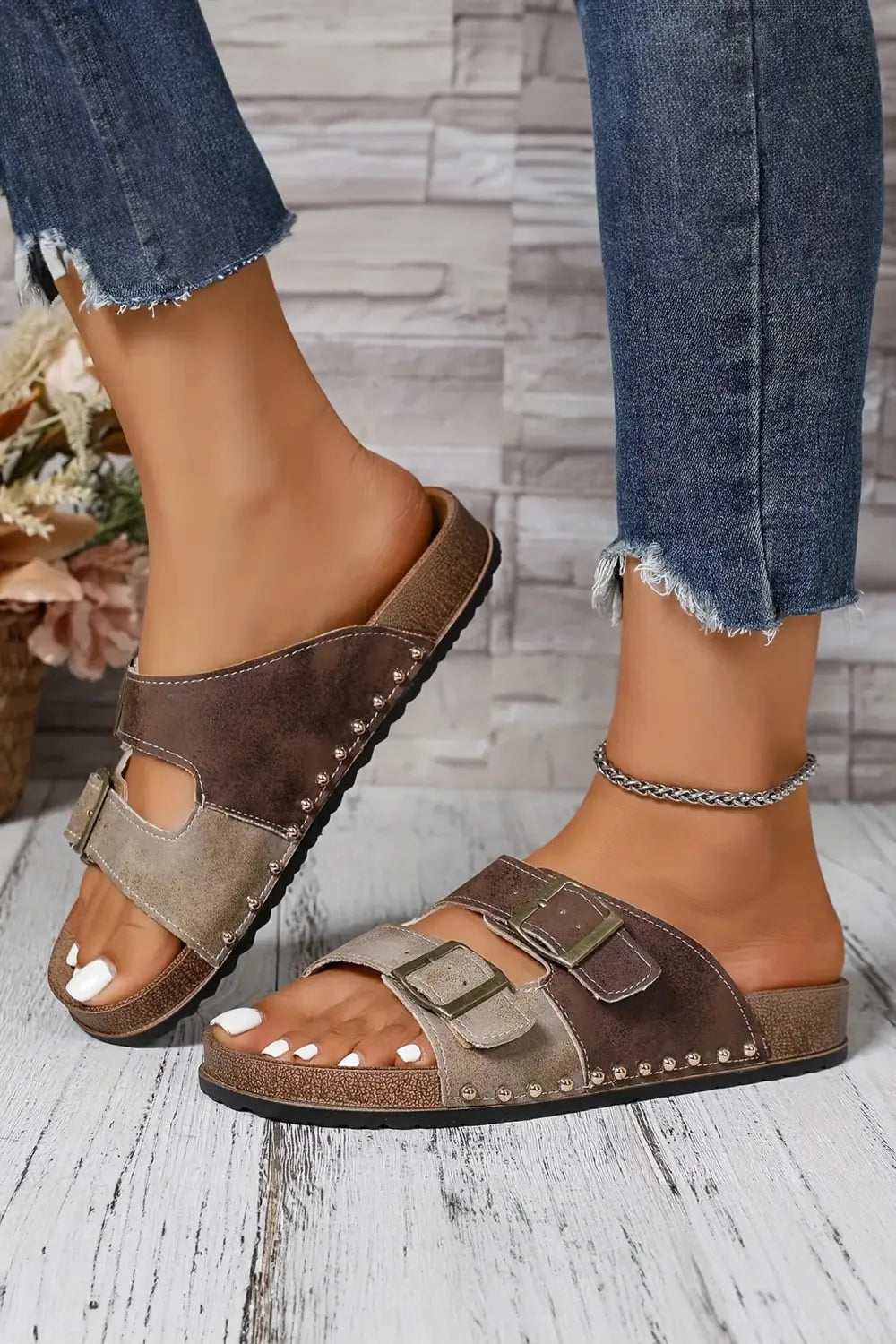 Bronzed Buckle Sandals