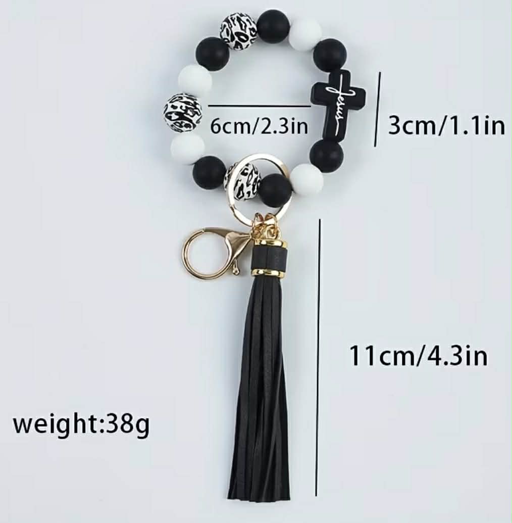 Cross Leopard Beaded Wristlet