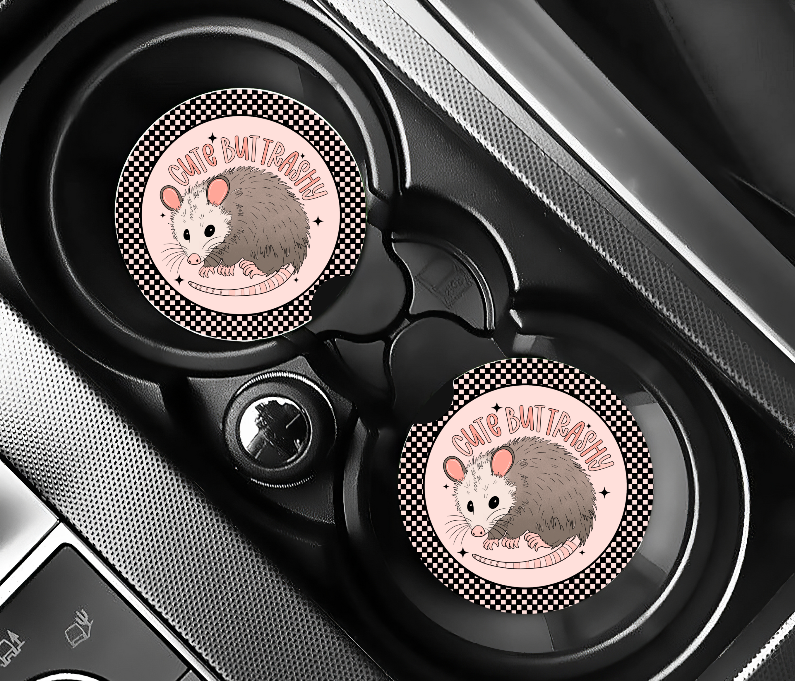 Cute But Trashy Car Coaster Set