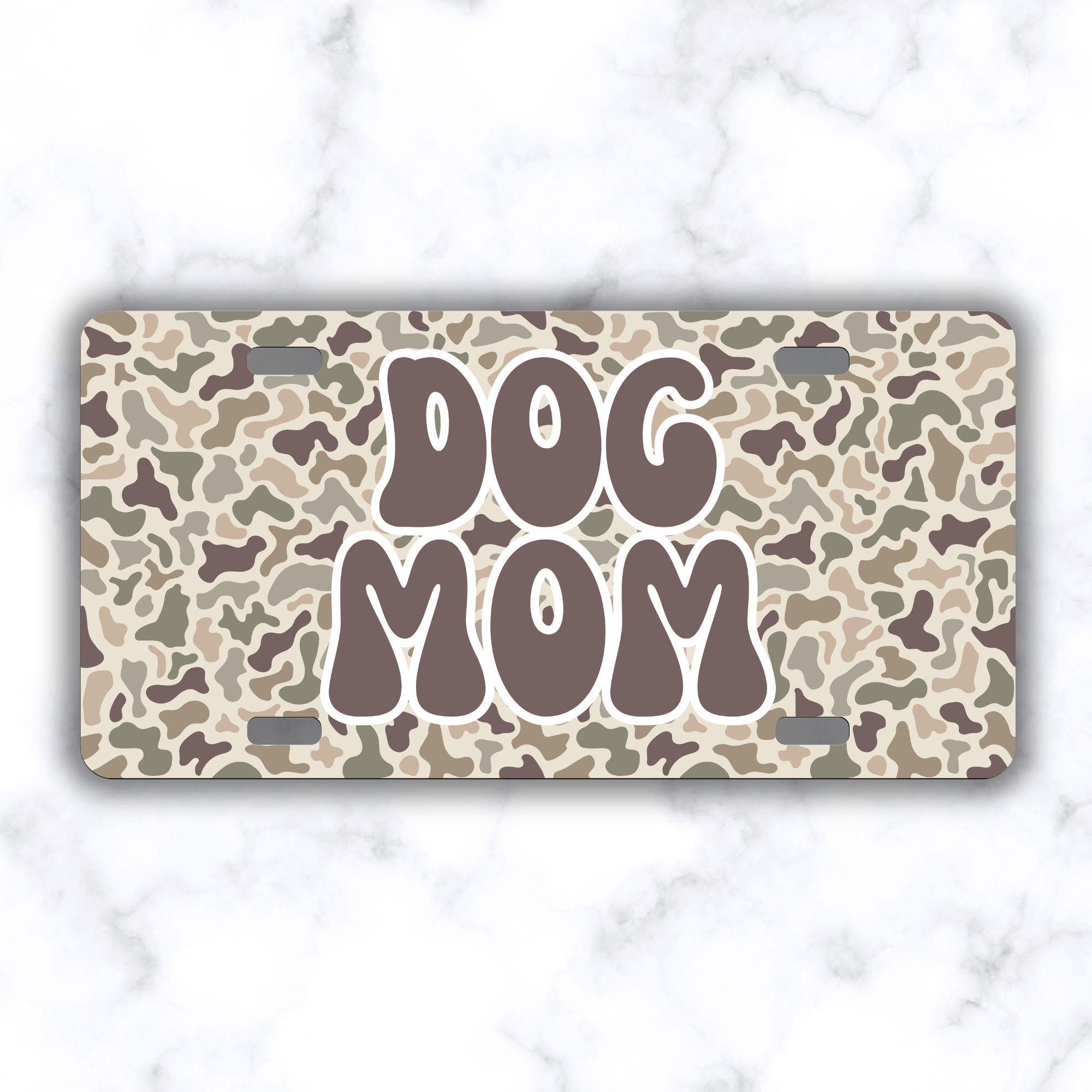 Camo Dog Mom Car Tag