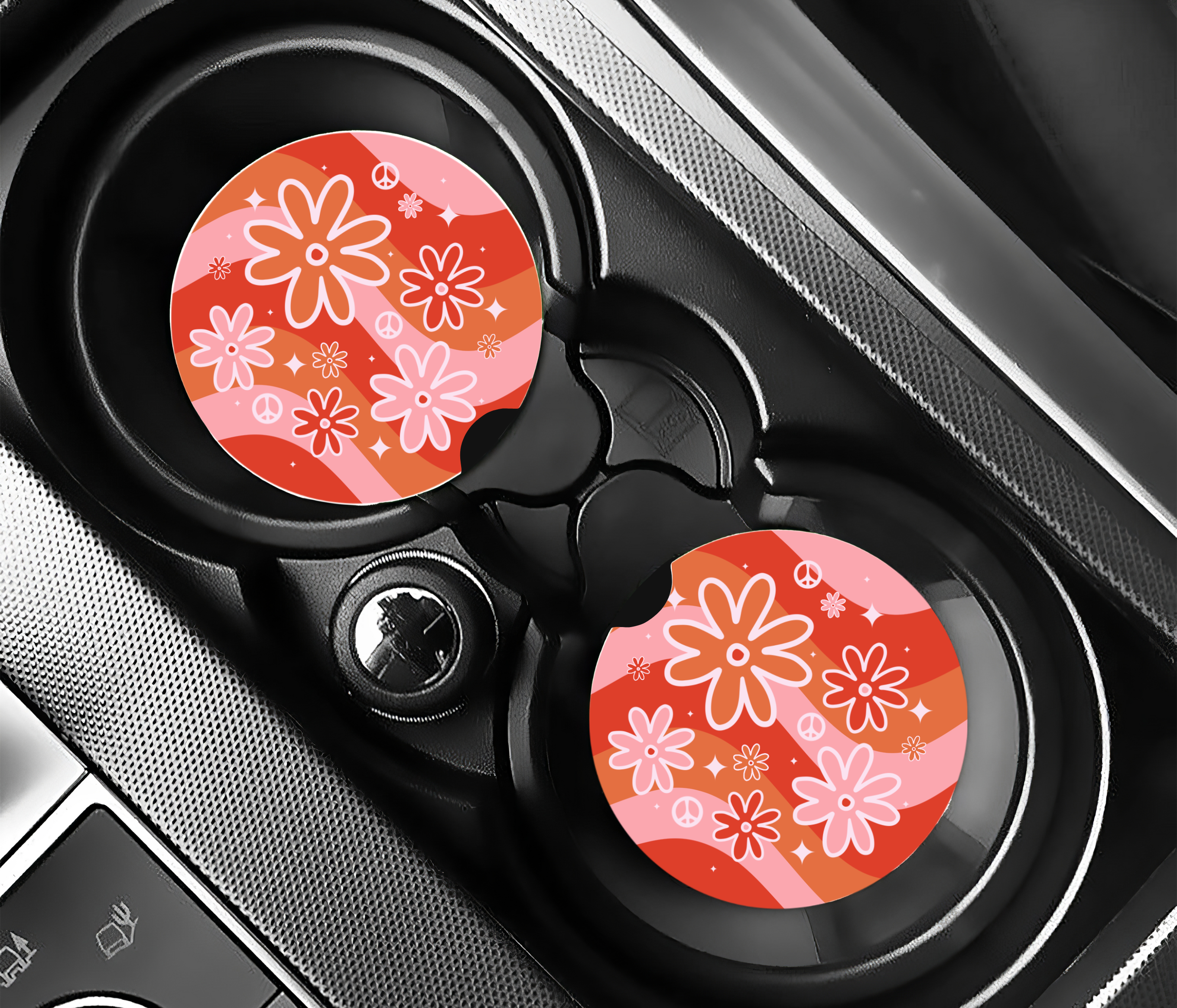 Floral Groovy Car Coaster Set