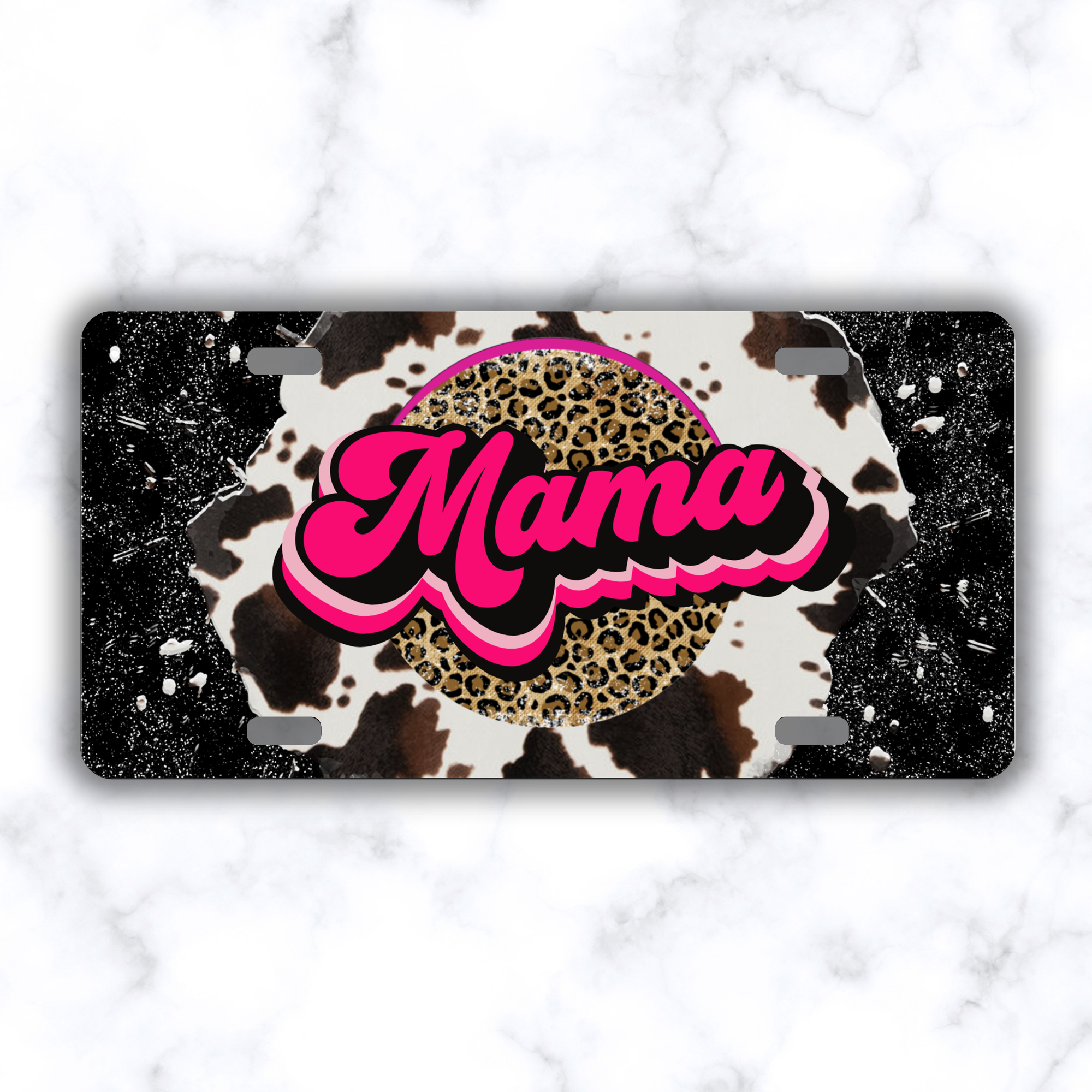 Cow Print and Leopard Car Tag